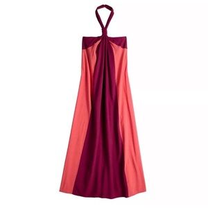 XXL Nine West Coral and Deep Purple Maxi Halter Dress NWT